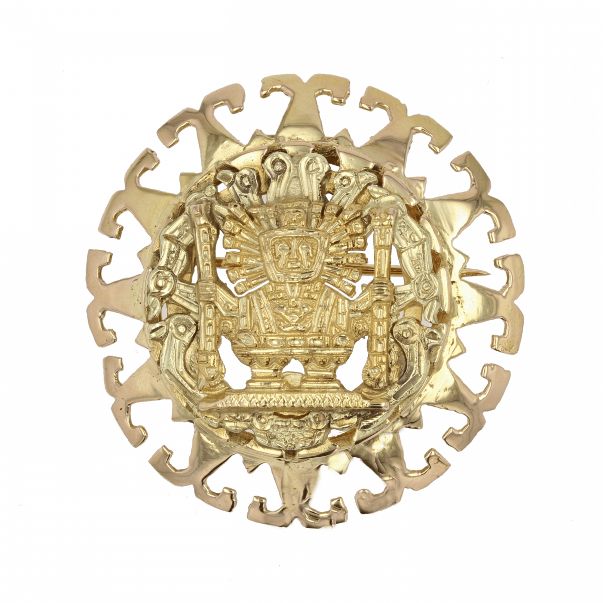 Pendentif BROCHE Aztèque en or jaune - Castafiore