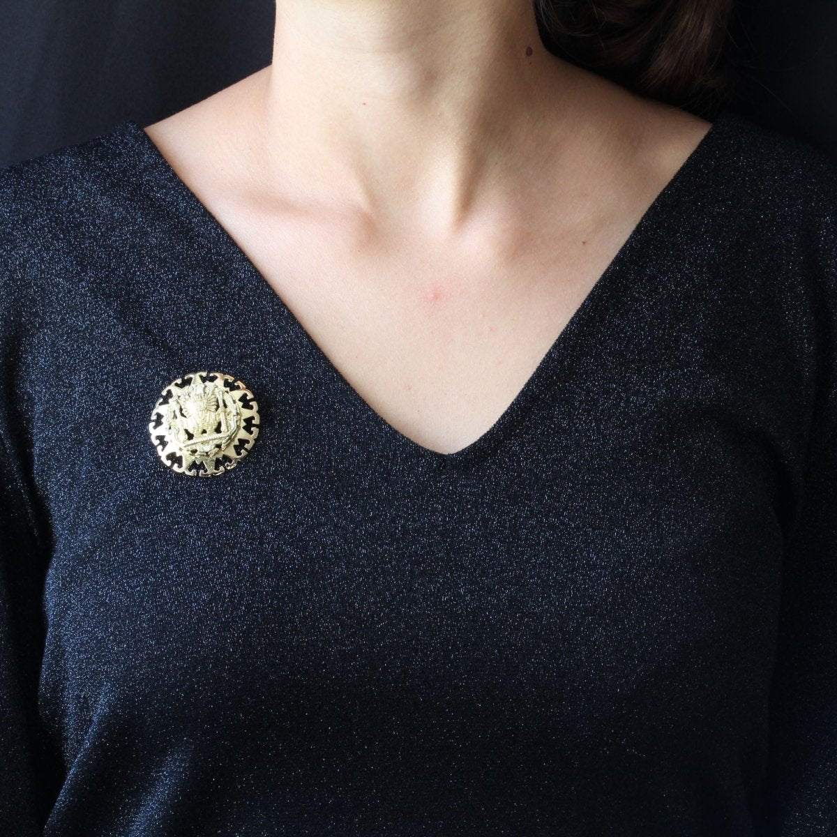 Pendentif BROCHE Aztèque en or jaune - Castafiore