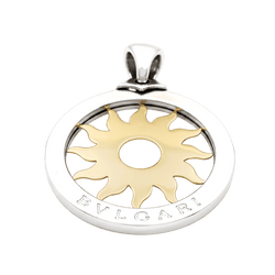 Pendentif BULGARI "Tondo Sun" en or jaune et acier - Castafiore