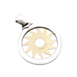 Pendentif BULGARI "Tondo Sun" en or jaune et acier - Castafiore