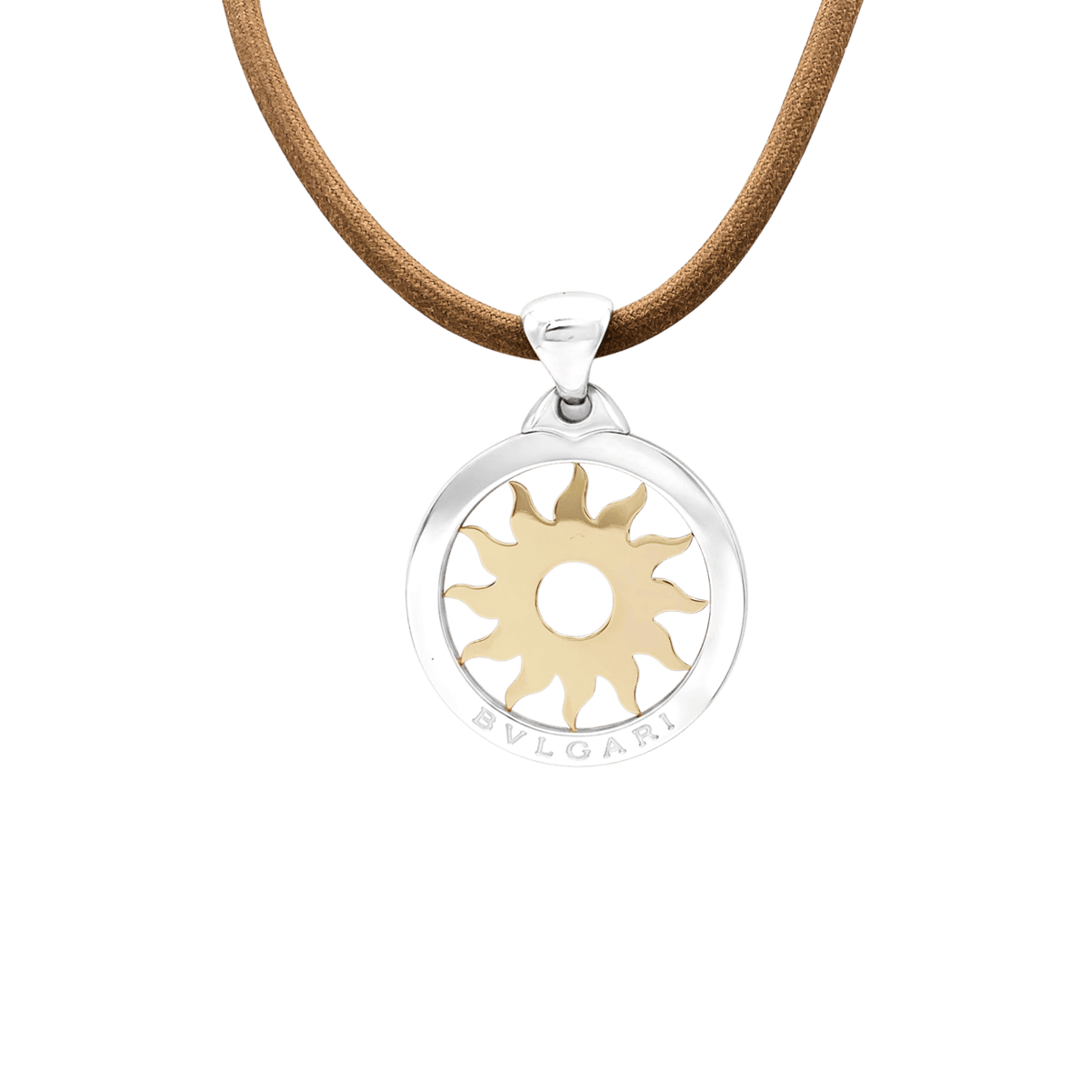 Pendentif BULGARI "Tondo Sun" en or jaune et acier - Castafiore