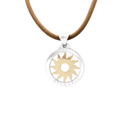 Pendentif BULGARI "Tondo Sun" en or jaune et acier - Castafiore