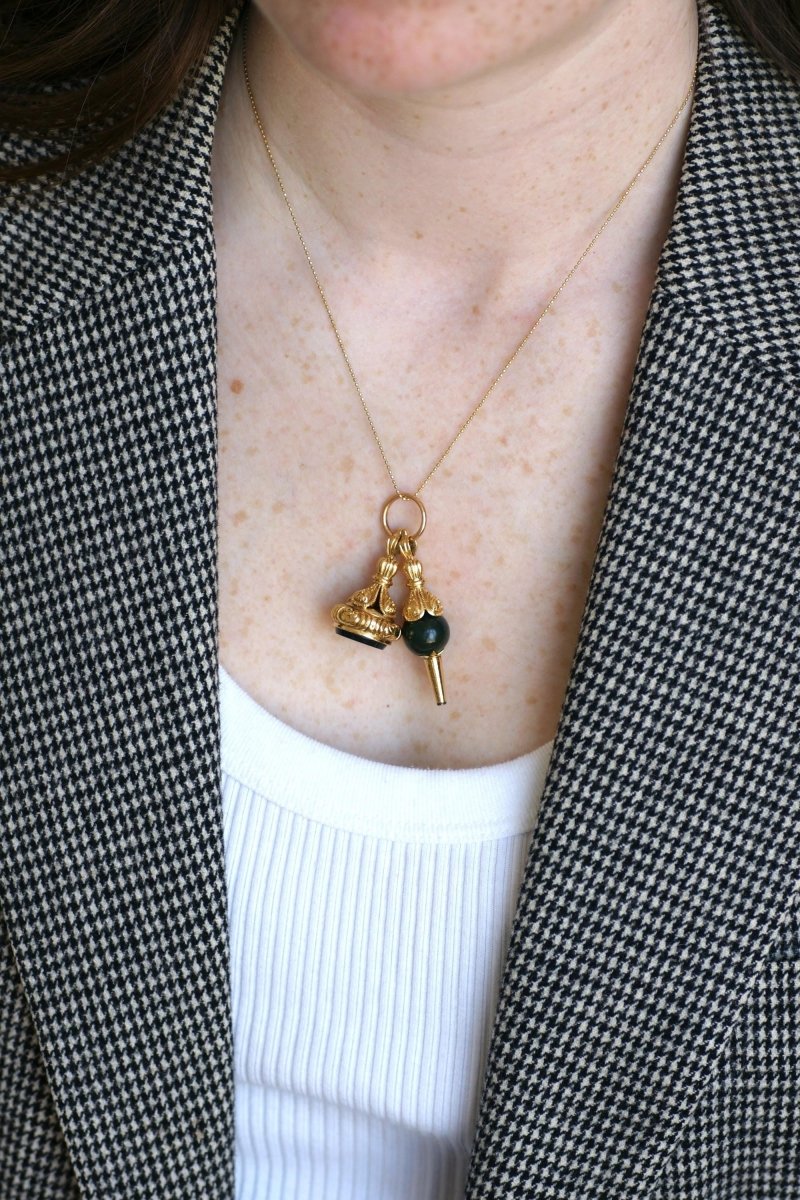 Pendentif Cachet Or Jaune et Jaspe Sanguin - Castafiore