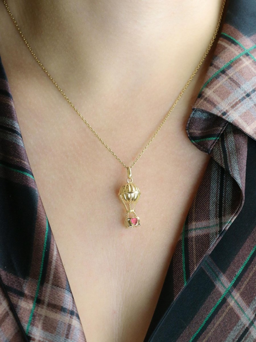 Pendentif charms montgolfière or jaune - Castafiore