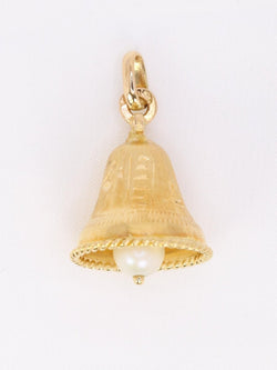 Pendentif charms vintage cloche or jaune perle - Castafiore