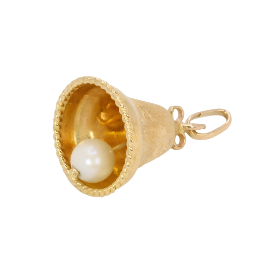 Pendentif charms vintage cloche or jaune perle - Castafiore