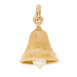 Pendentif charms vintage cloche or jaune perle - Castafiore
