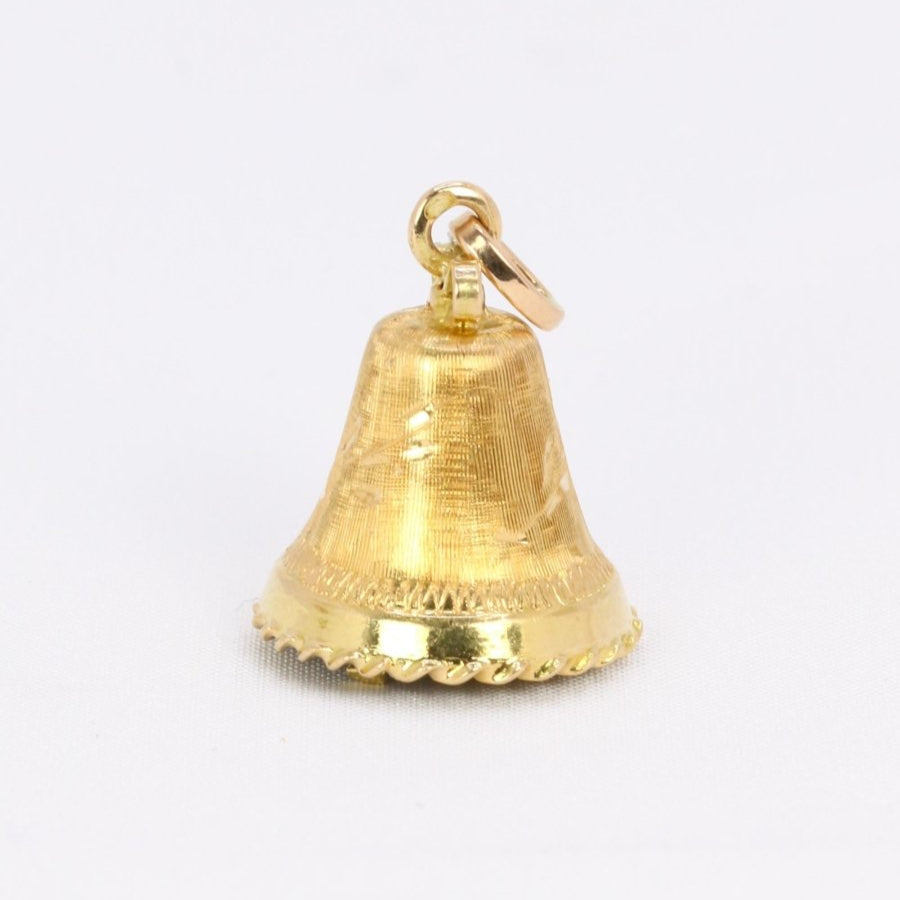 Pendentif charms vintage cloche or jaune pierre bleue - Castafiore