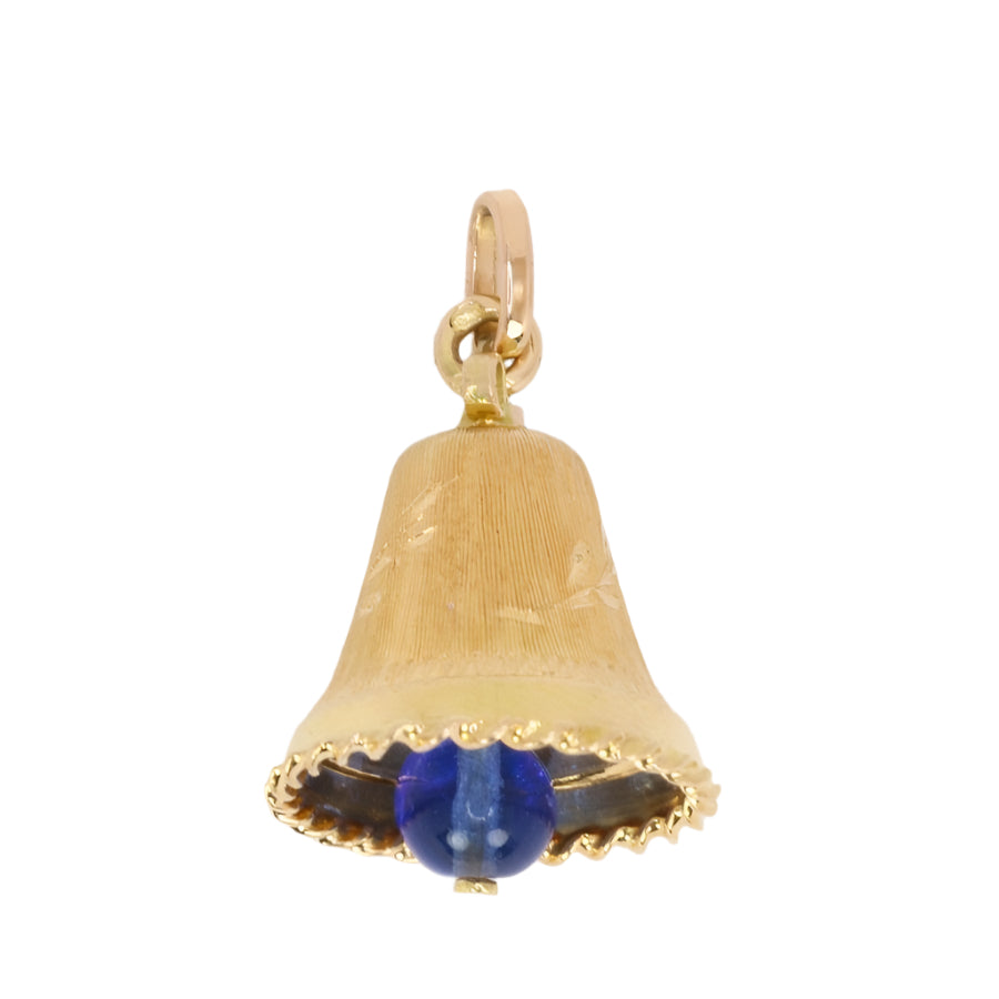 Pendentif charms vintage cloche or jaune pierre bleue - Castafiore