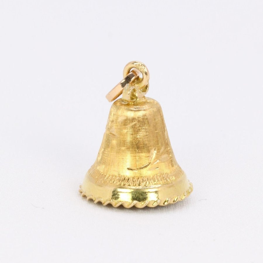 Pendentif charms vintage cloche or jaune pierre bleue - Castafiore