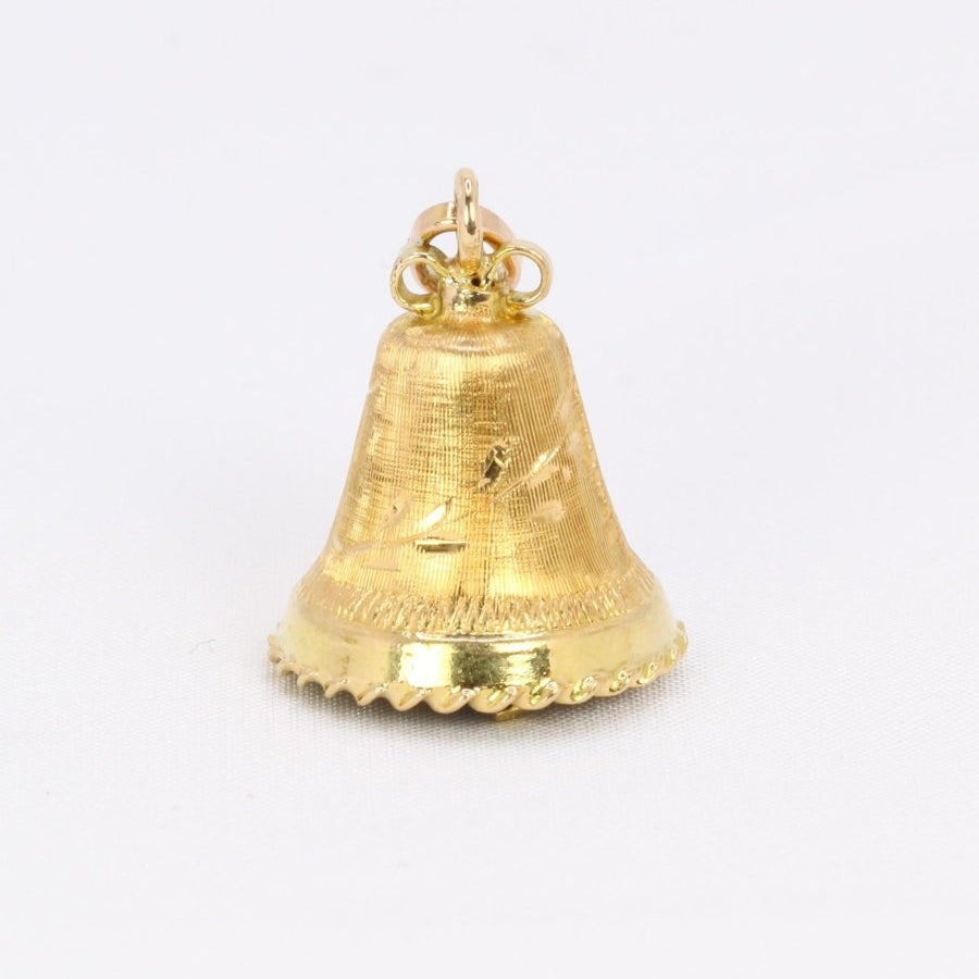 Pendentif charms vintage cloche or jaune pierre bleue - Castafiore
