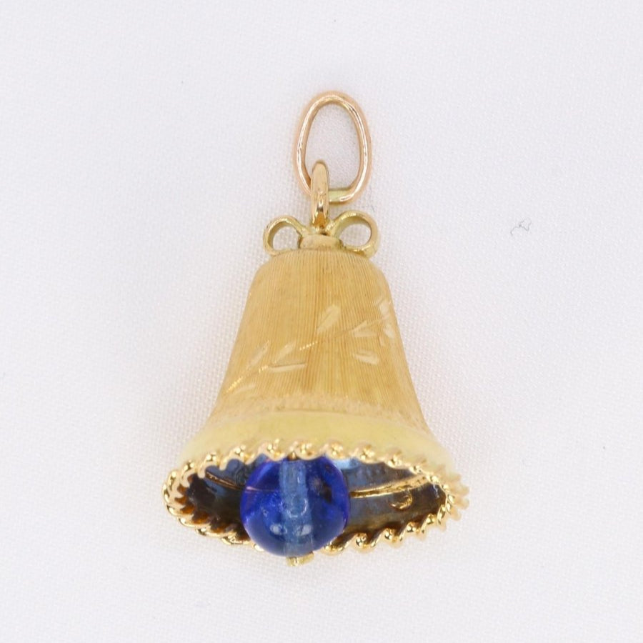 Pendentif charms vintage cloche or jaune pierre bleue - Castafiore