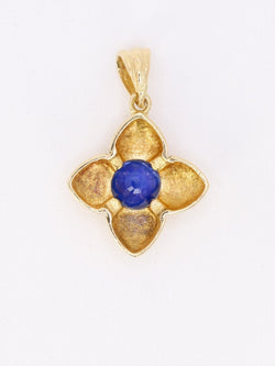 Pendentif charms vintage fleur or jaune saphir - Castafiore