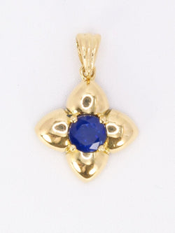 Pendentif charms vintage fleur or jaune saphir - Castafiore