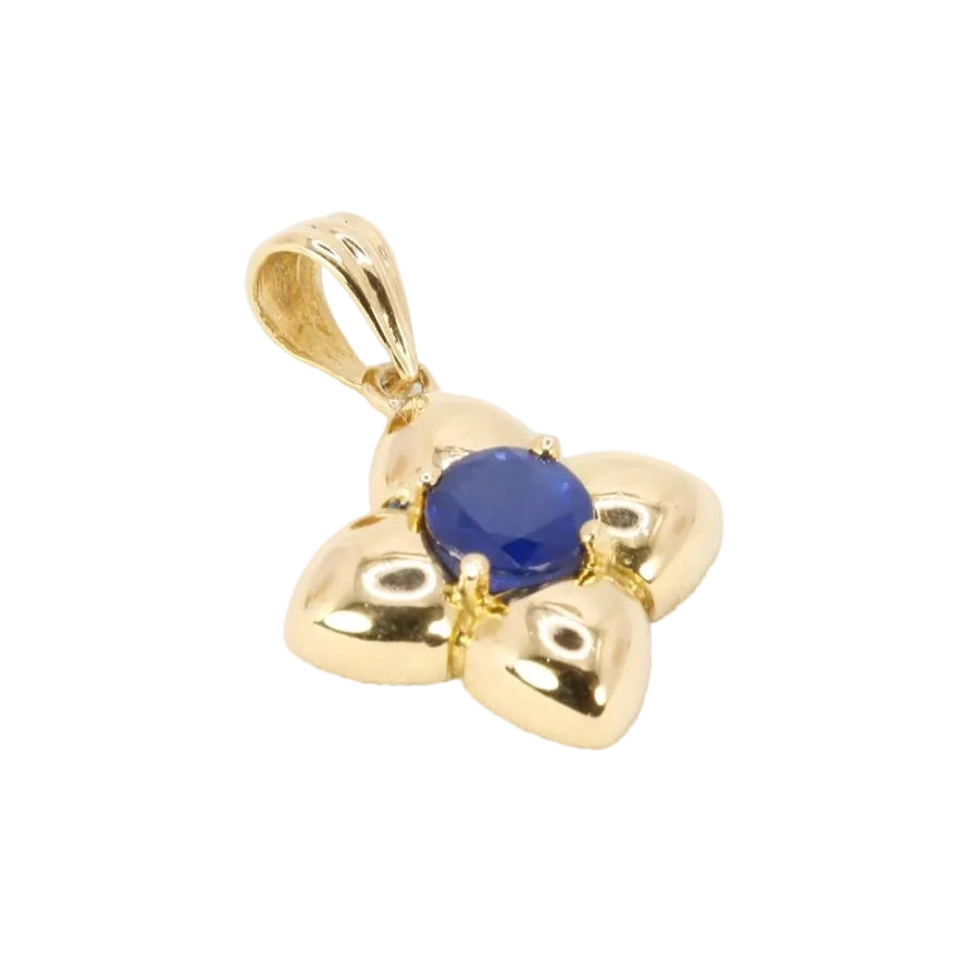 Pendentif charms vintage fleur or jaune saphir - Castafiore