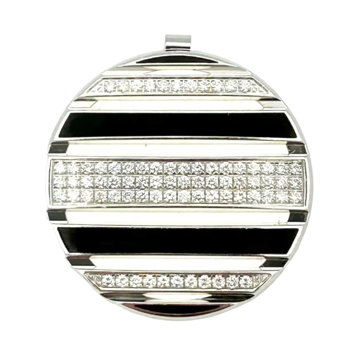 Pendentif CHAUMET "Class One Croisière" en or blanc, émail, caoutchouc et diamants - Castafiore