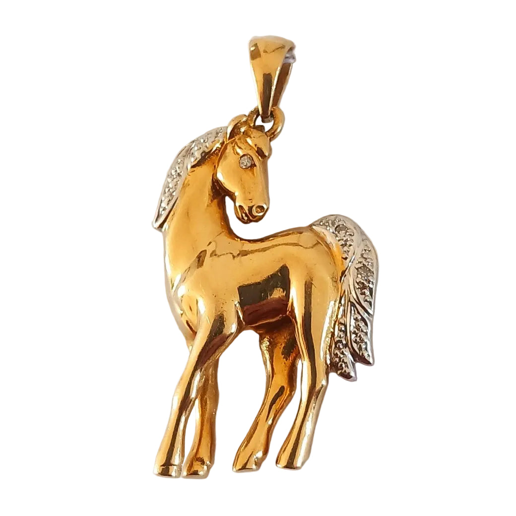 Pendentif Cheval en or jaune et gris - Castafiore