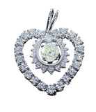 Pendentif coeur en or blanc 18 carats serti de diamants - Castafiore