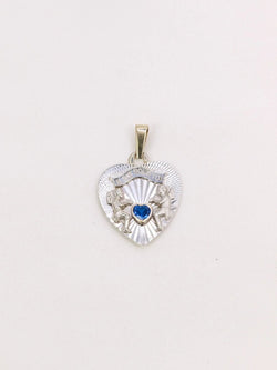 Pendentif coeur "il bat pour toi" or blanc saphir - Castafiore