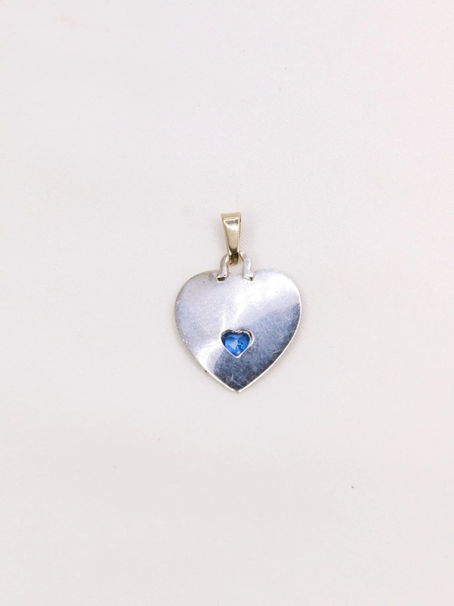 Pendentif coeur "il bat pour toi" or blanc saphir - Castafiore