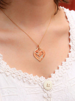 Pendentif coeur OJ Perrin or jaune diamants - Castafiore