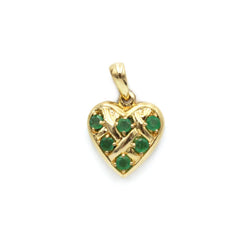 Pendentif Coeur - Or jaune et émeraudes - Castafiore