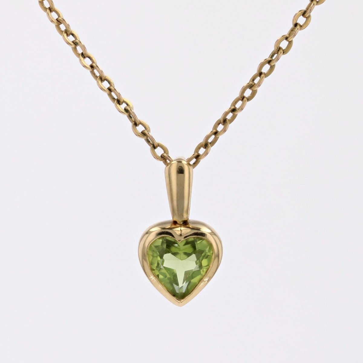 Pendentif cœur or jaune péridot - Castafiore