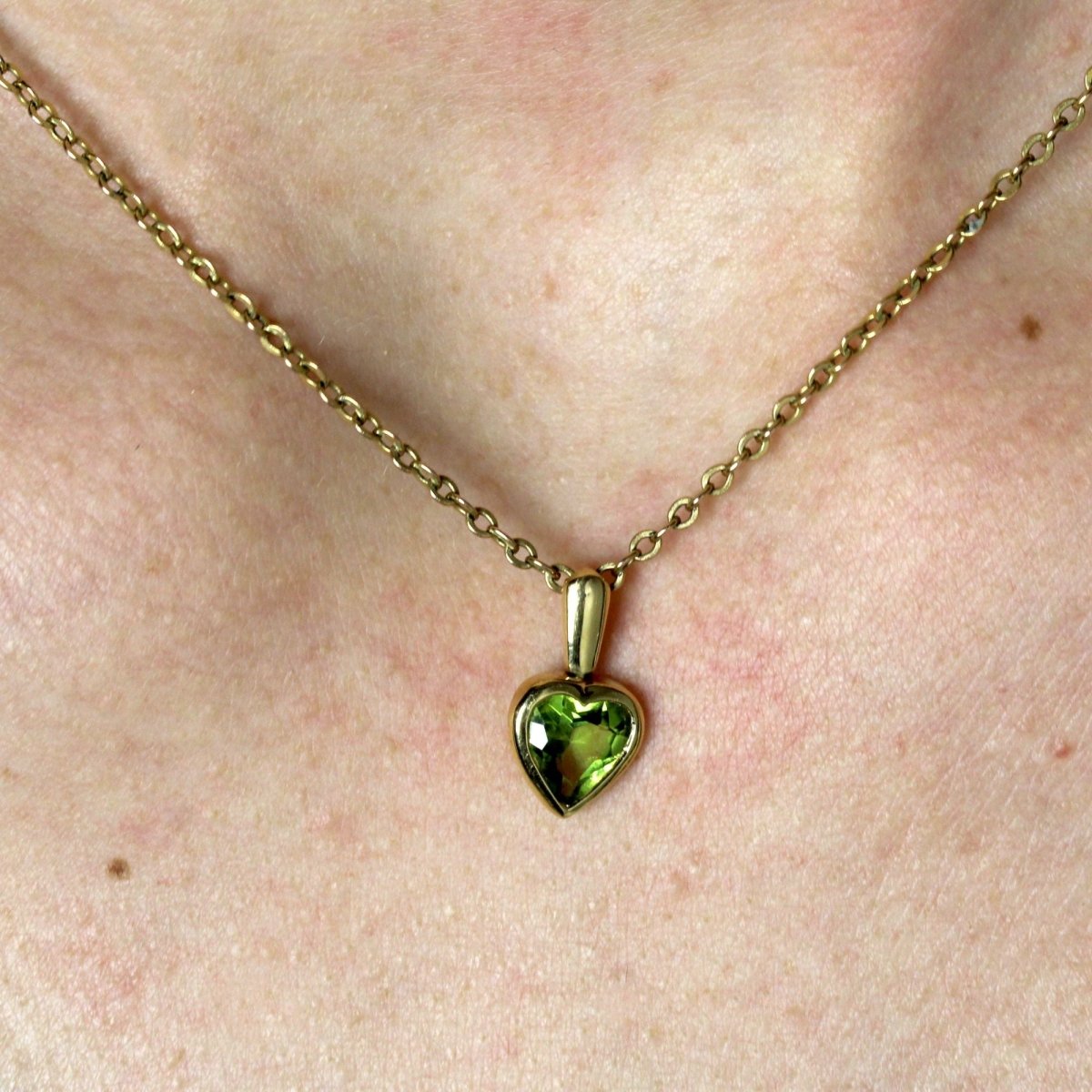 Pendentif cœur or jaune péridot - Castafiore