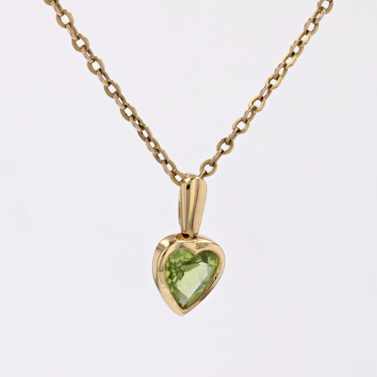 Pendentif cœur or jaune péridot - Castafiore