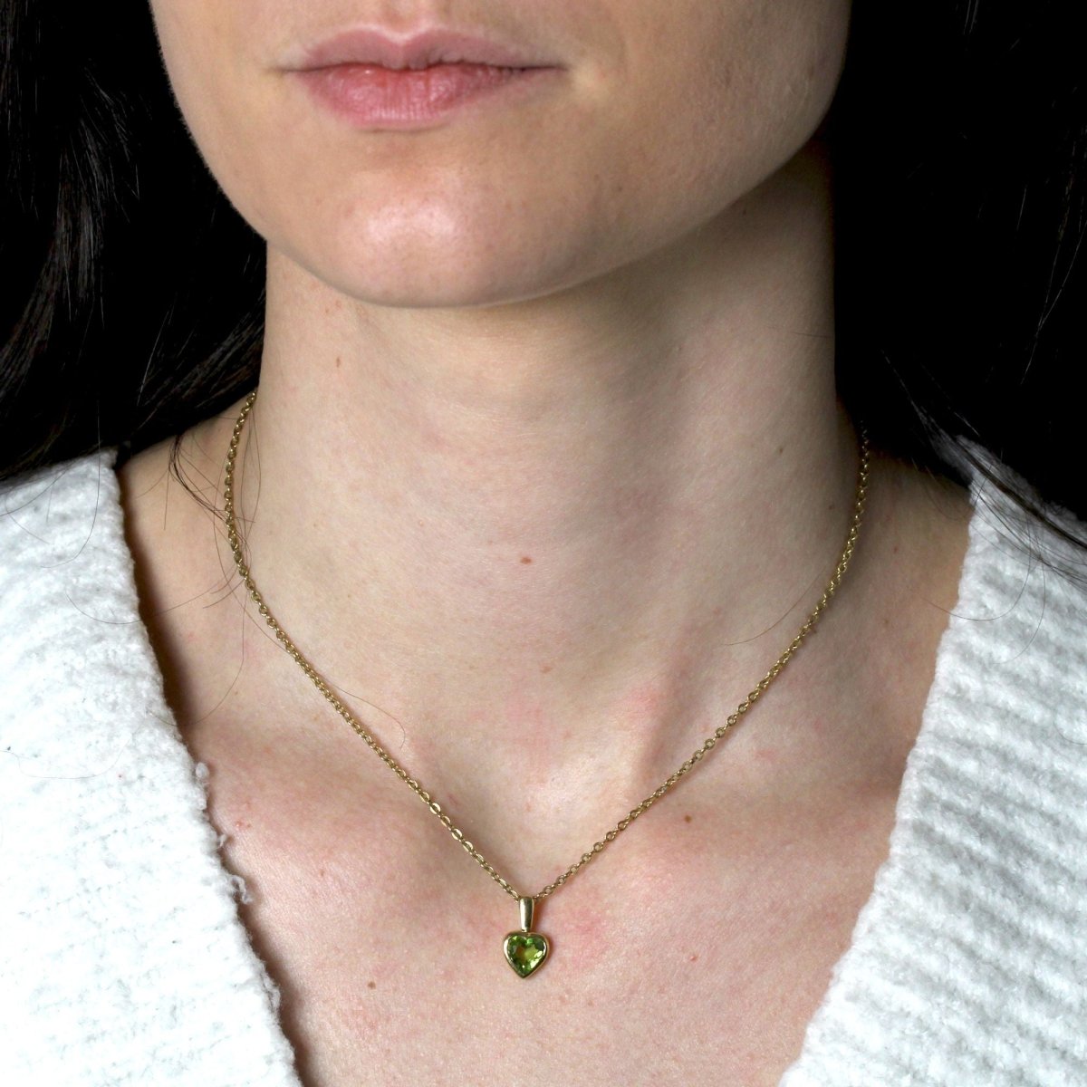 Pendentif cœur or jaune péridot - Castafiore