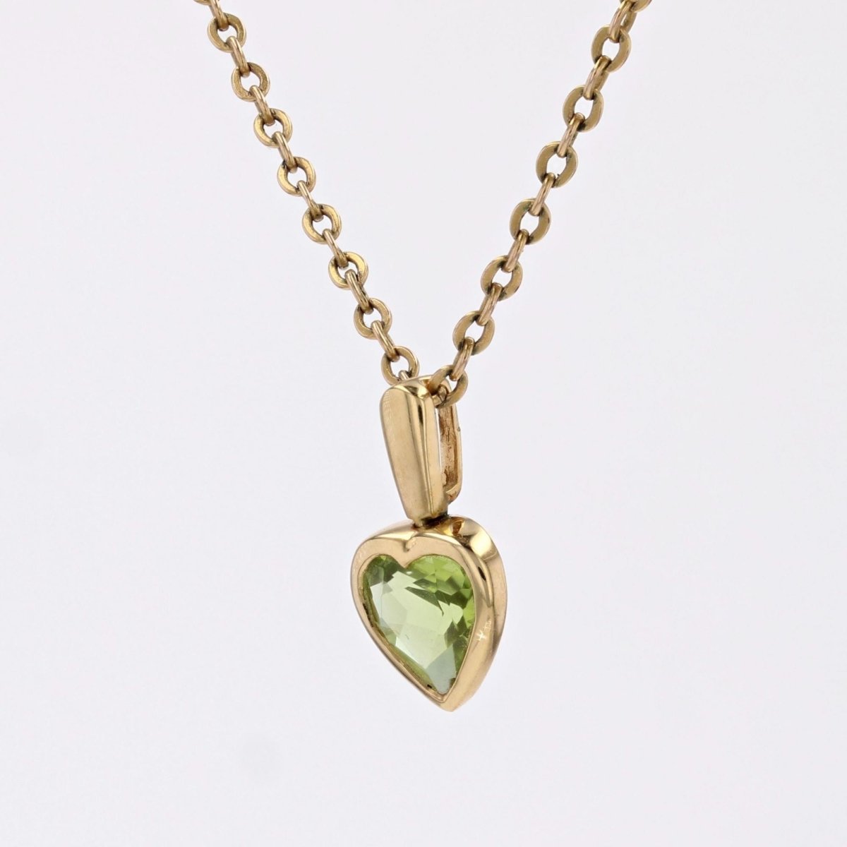 Pendentif cœur or jaune péridot - Castafiore