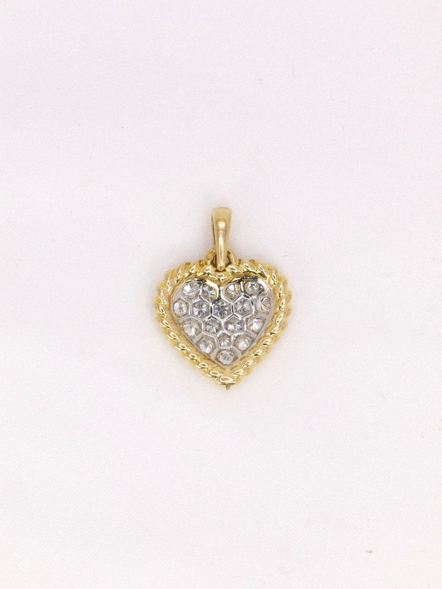 Pendentif coeur or platine diamants - Castafiore