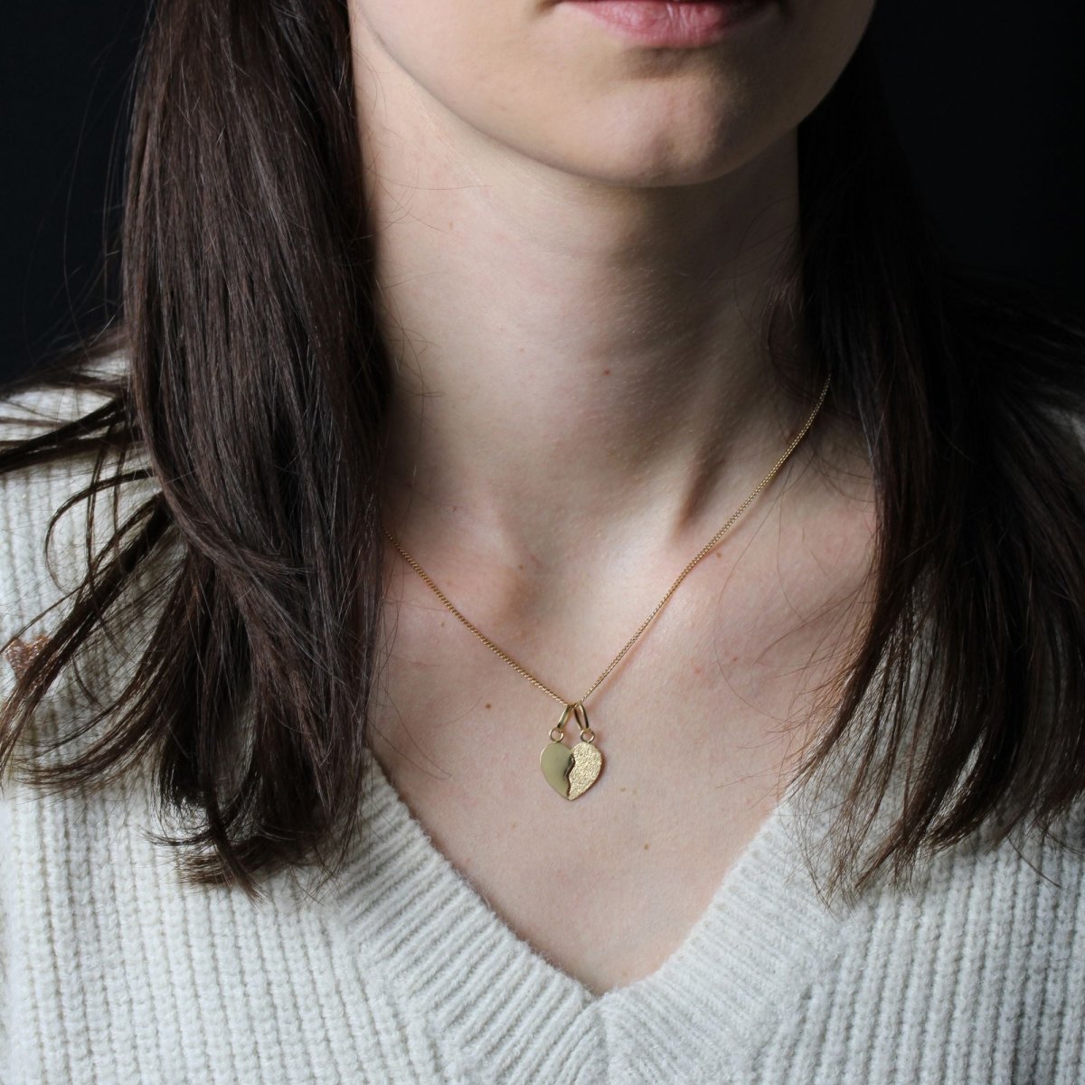 Pendentif coeur sécable en or et sa chaine - Castafiore