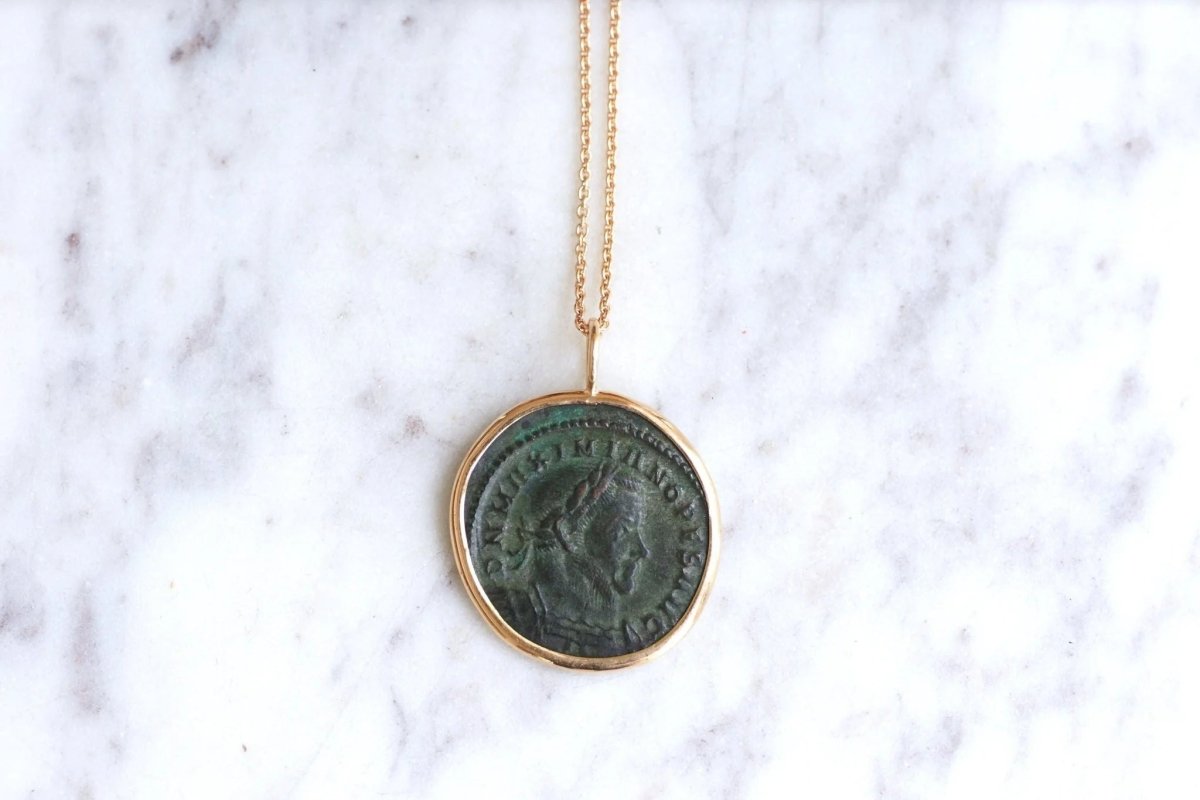 Pendentif collier pièce romaine Maximien Hercule - Castafiore