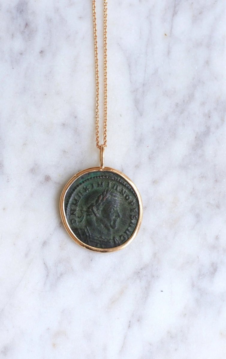 Pendentif collier pièce romaine Maximien Hercule - Castafiore