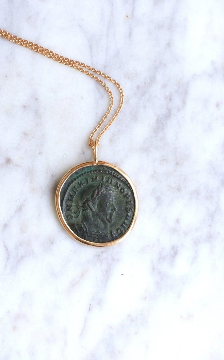 Pendentif collier pièce romaine Maximien Hercule - Castafiore