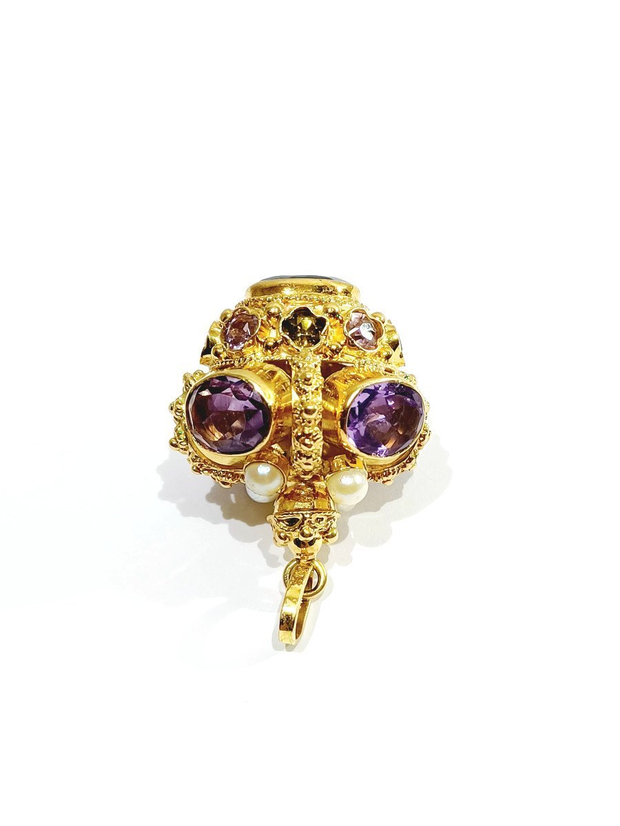 Pendentif Couronne Or Améthyste Citrine - Castafiore