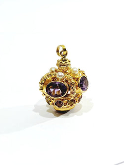 Pendentif Couronne Or Améthyste Citrine - Castafiore