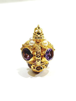 Pendentif Couronne Or Améthyste Citrine - Castafiore