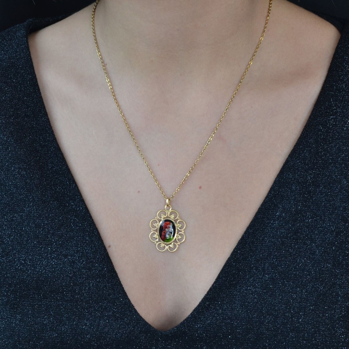 Pendentif COUTURIER Émail en or jaune - Castafiore