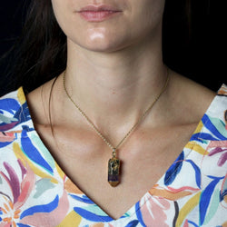 Pendentif CRISTAL Brut en métal doré et améthyste - Castafiore