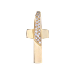 Pendentif CROIX Concave en or jaune et diamants - Castafiore