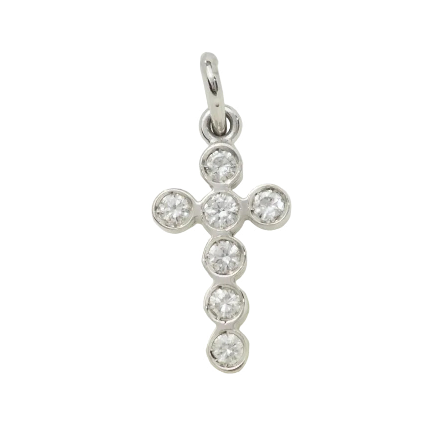 Pendentif croix en or blanc et diamants 0.35ct - Castafiore