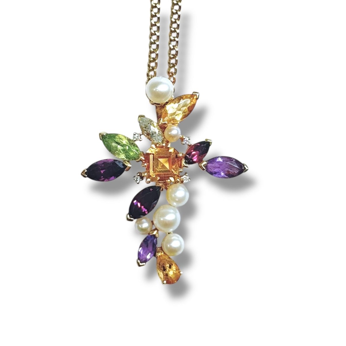 Pendentif croix multigemmes - Castafiore