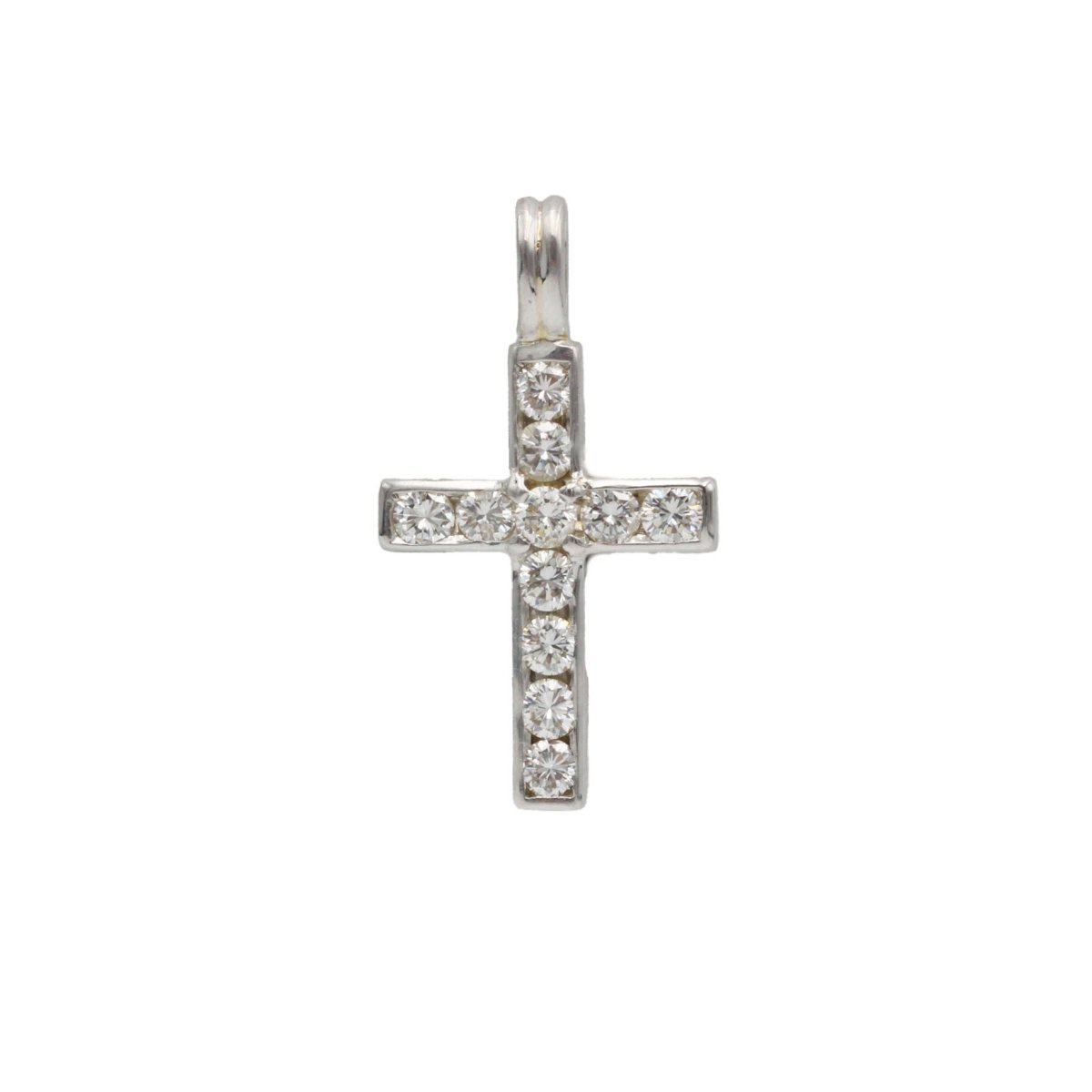 Pendentif Croix - Or blanc et diamants - Castafiore