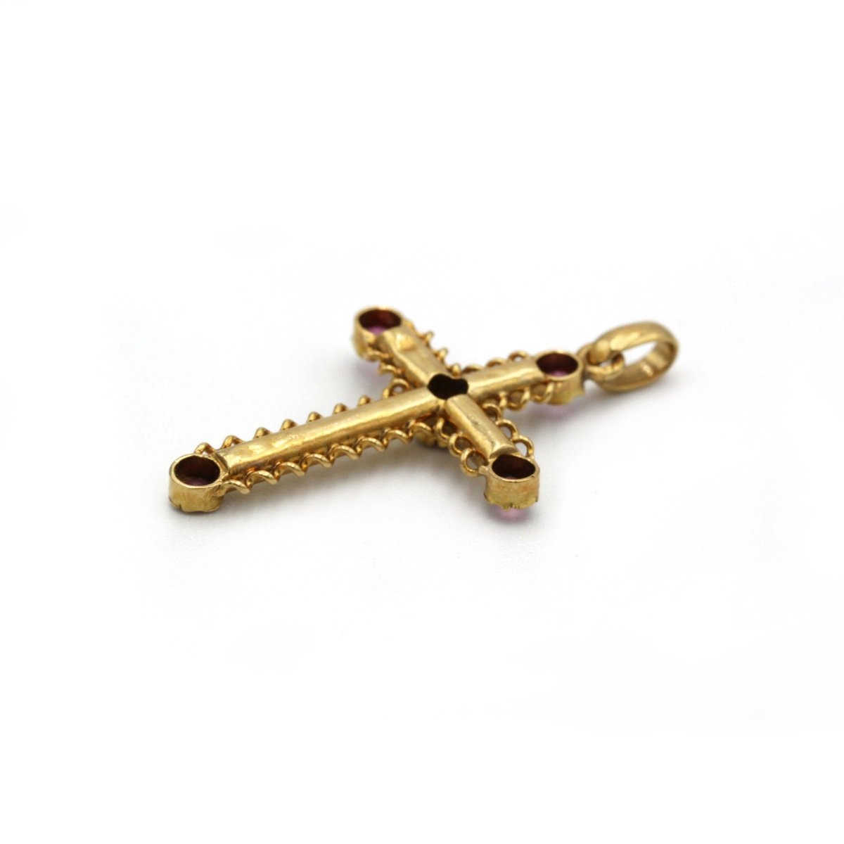 Pendentif Croix - Or & Grenats - Castafiore