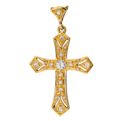 Pendentif Croix Or jaune Diamant - Castafiore