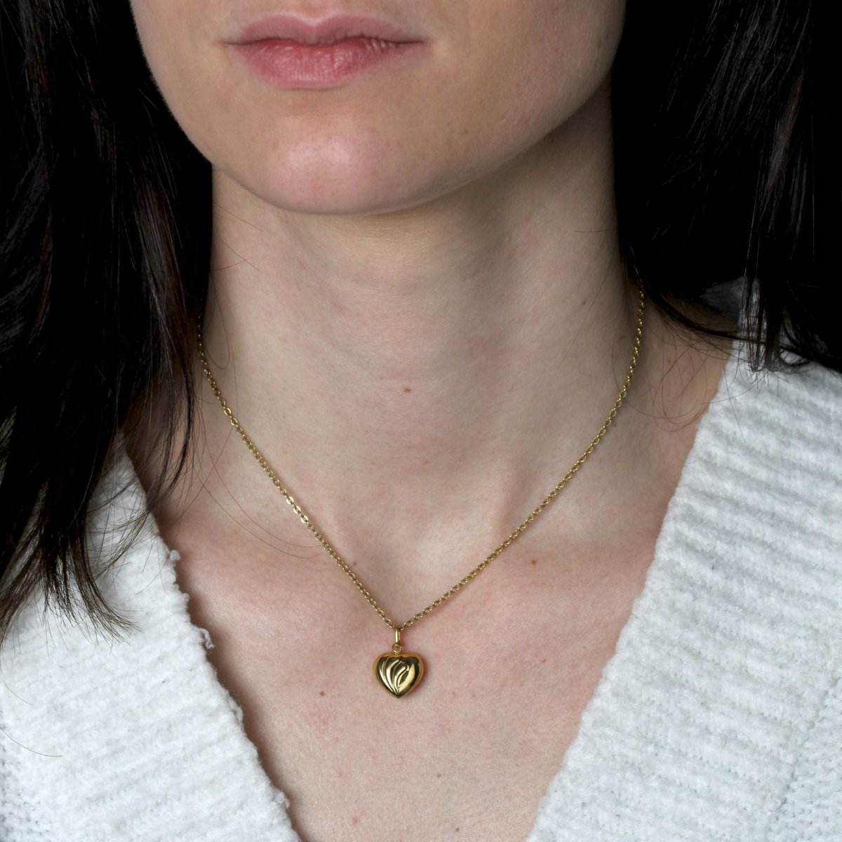 Pendentif cur bombé or jaune godrons - Castafiore