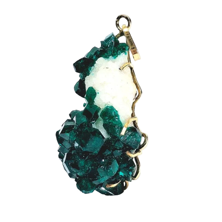 Pendentif Dioptase Sur Quartz Améthyste - Castafiore