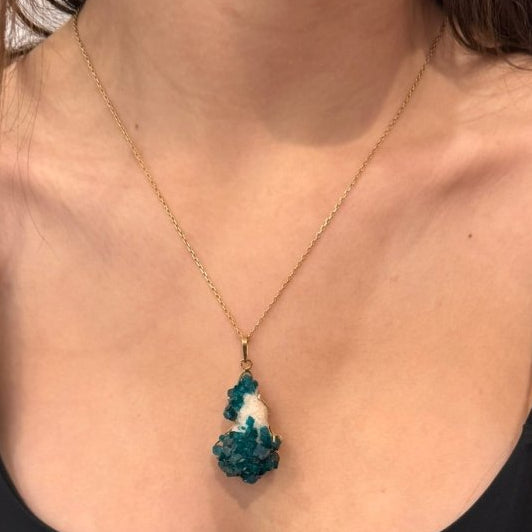 Pendentif Dioptase Sur Quartz Améthyste - Castafiore